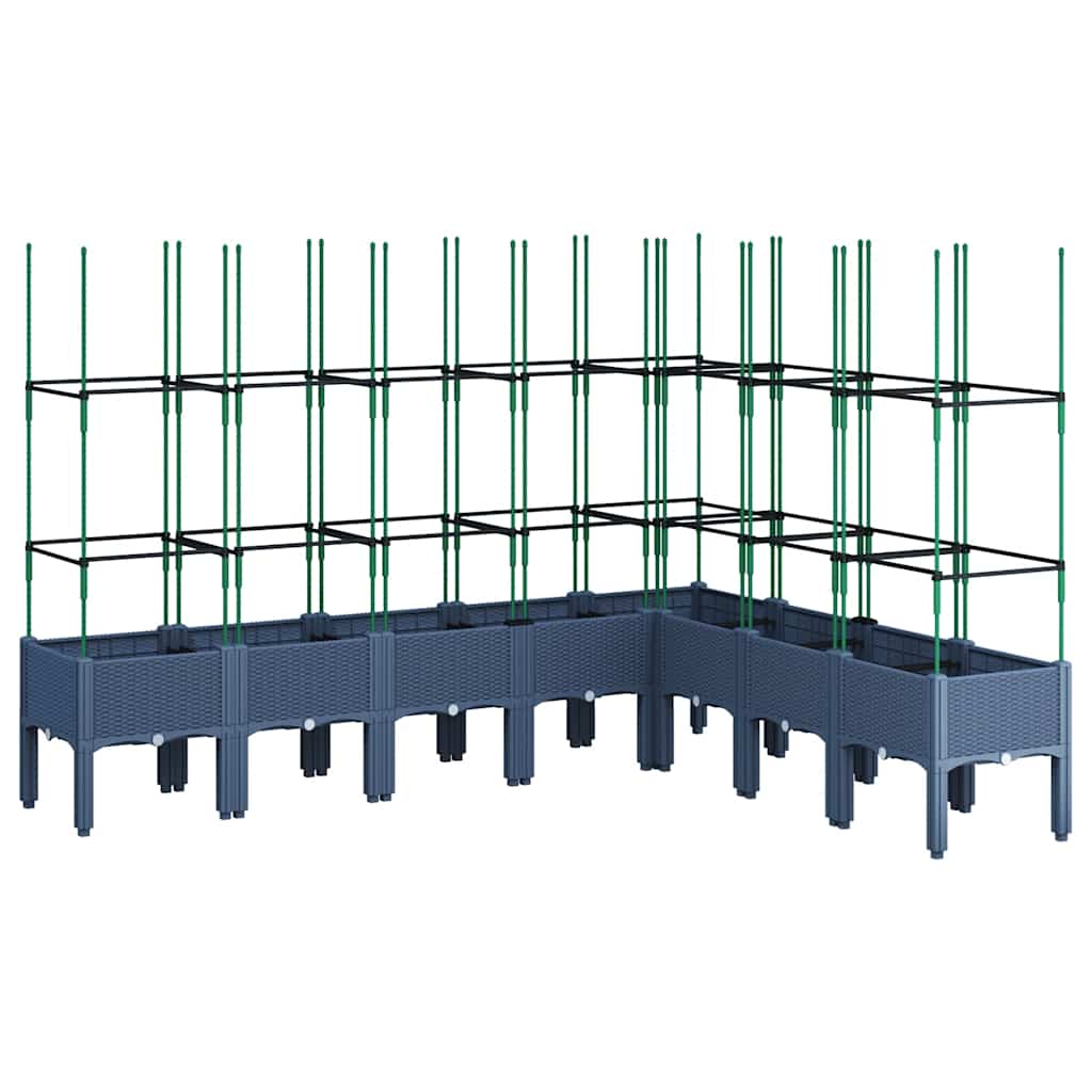 Garden Planter with Trellis 200x160x142.5 cm PP Blue grey