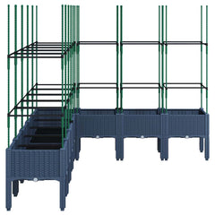 Garden Planter with Trellis 200x160x142.5 cm PP Blue grey