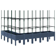 Garden Planter with Trellis 200x160x142.5 cm PP Blue grey