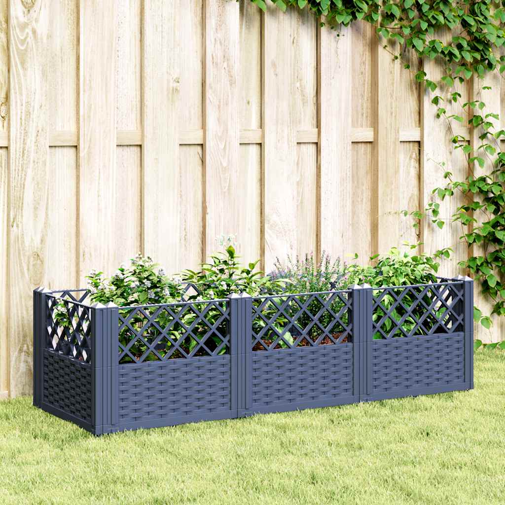 vidaXL Garden Planter | Blue grey | Polypropylene | 123.5x43.5x43.5 cm | Modular 1