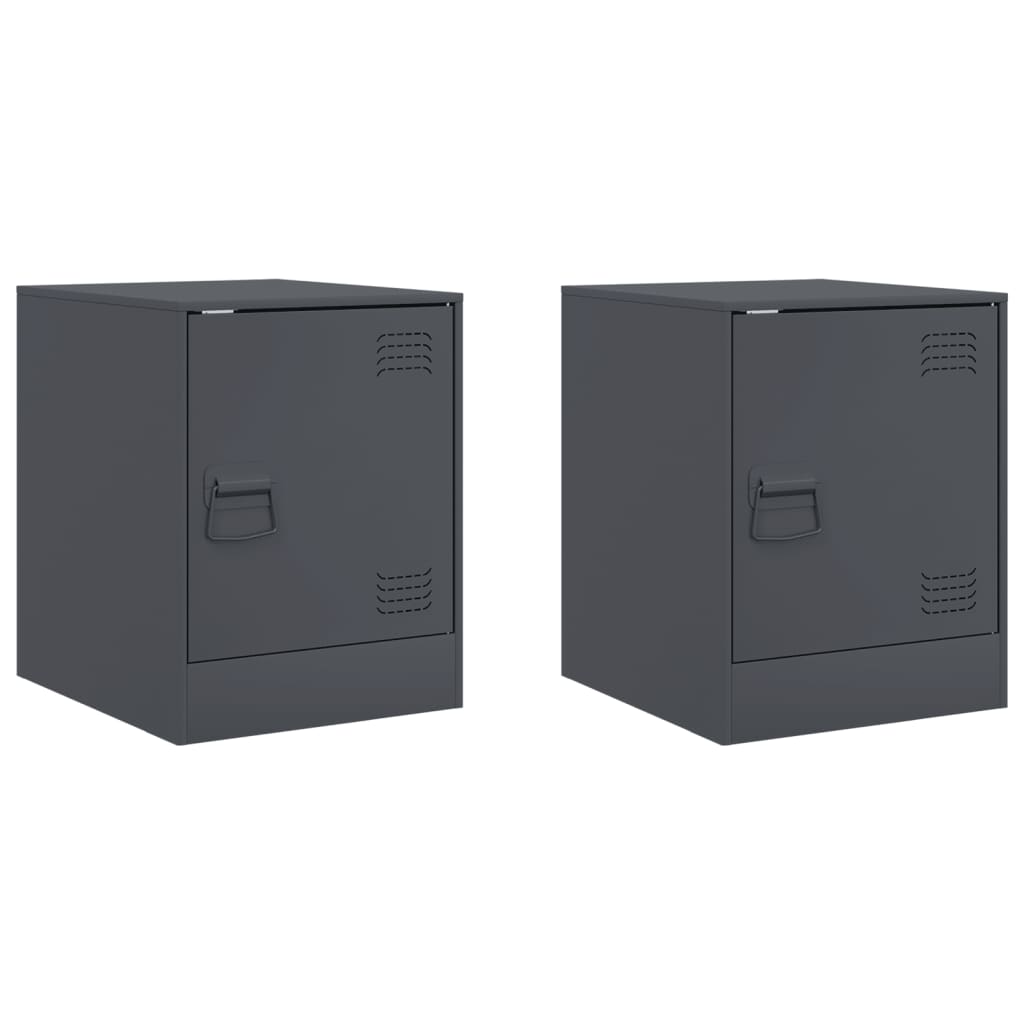 vidaXL Bedside Cabinets 2 pcs Anthracite 34.5x39x44 cm Steel 2