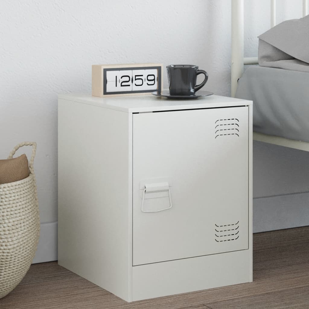 vidaXL Bedside Cabinet White 34.5x39x44 cm Steel 1