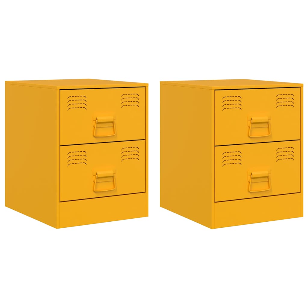 vidaXL Bedside Cabinets 2 pcs Yellow 34.5x39x44 cm Steel 2