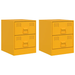 vidaXL Bedside Cabinets 2 pcs Yellow 34.5x39x44 cm Steel 2