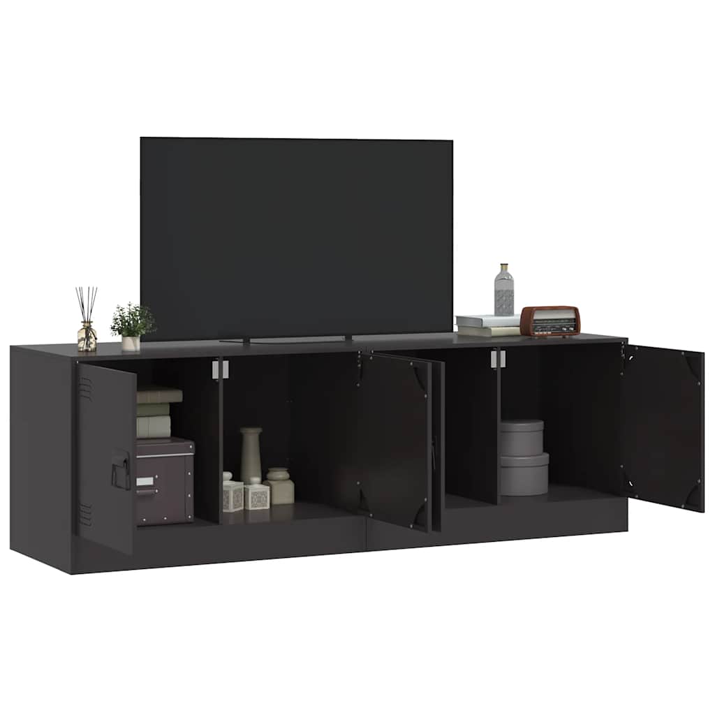 vidaXL TV Cabinets 2pcs Black 67x39x44 cm Steel 3