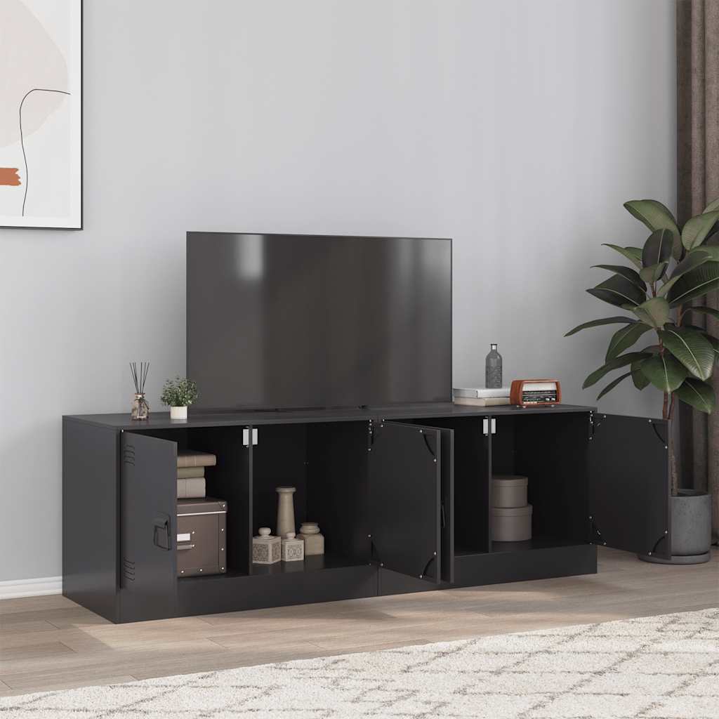 vidaXL TV Cabinets 2pcs Black 67x39x44 cm Steel 1