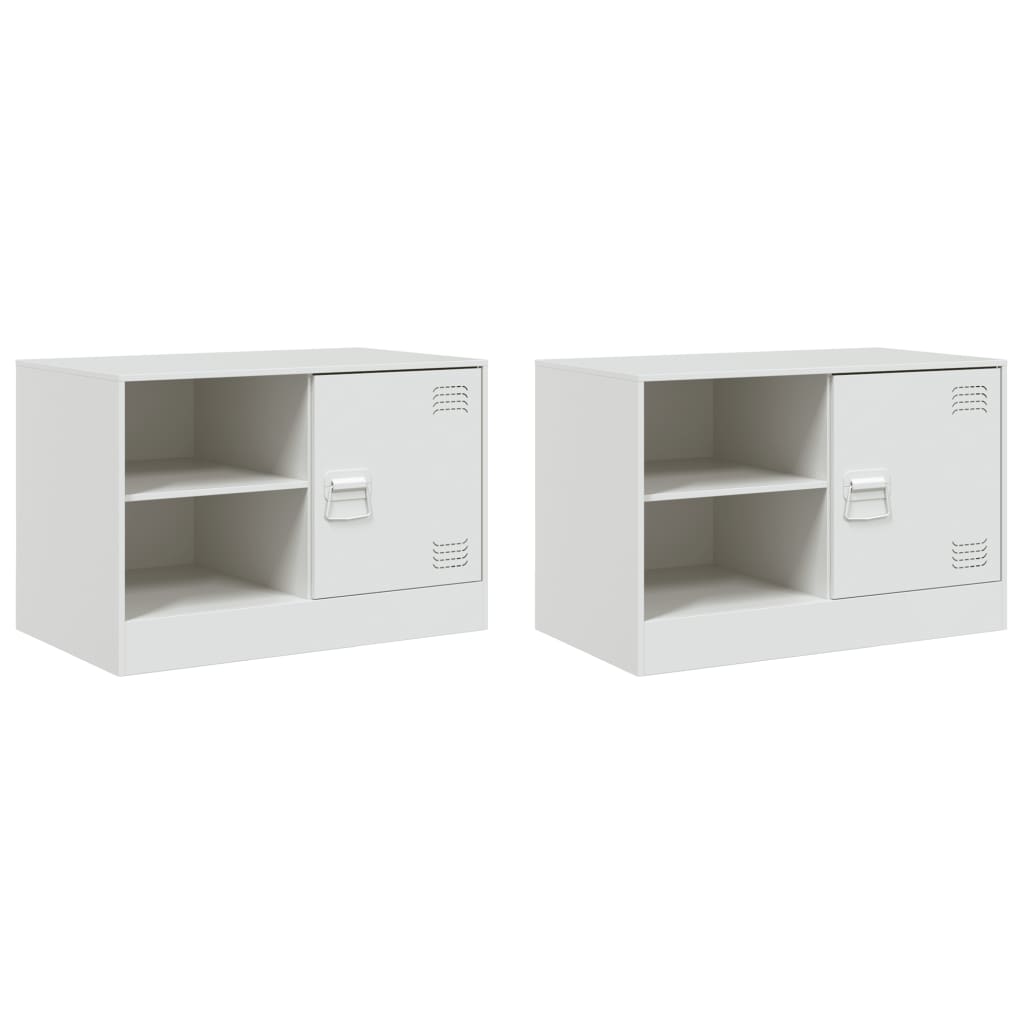 vidaXL TV Cabinets 2 pcs White 67x39x44 cm Steel 2