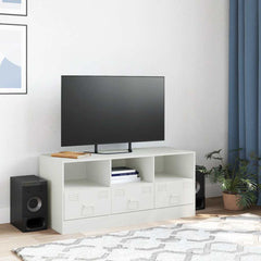 vidaXL TV Cabinet White 99x39x44 cm Steel 3