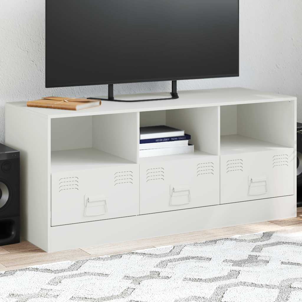 vidaXL TV Cabinet White 99x39x44 cm Steel 1