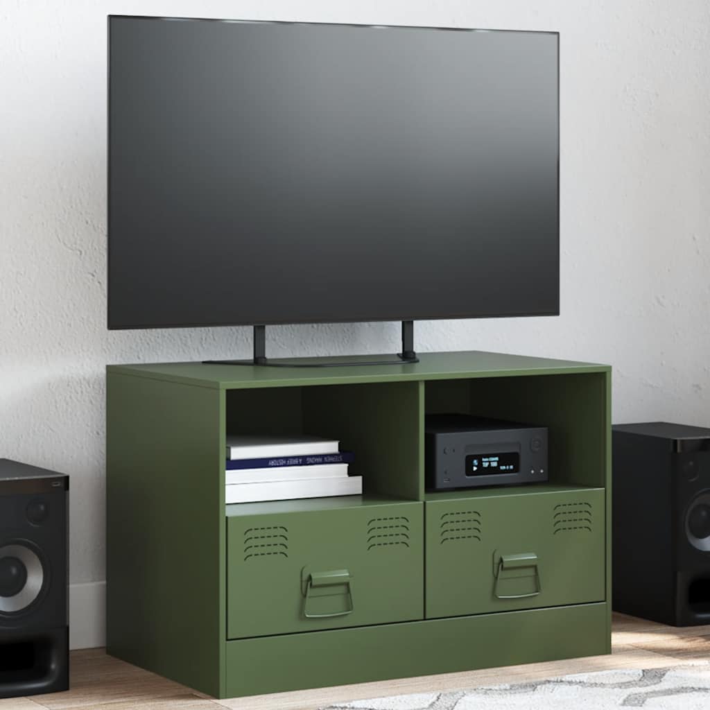 TV Cabinet 67x39x44 cm Steel Olive green 1