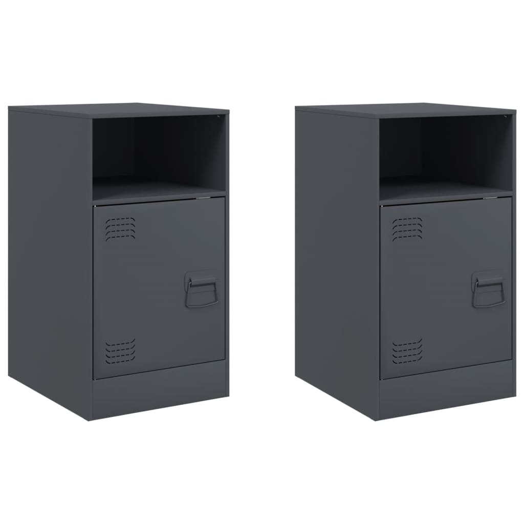 vidaXL Bedside Cabinets 2pcs Anthracite 34.5x39x62 cm Steel 2