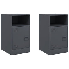 vidaXL Bedside Cabinets 2pcs Anthracite 34.5x39x62 cm Steel 2