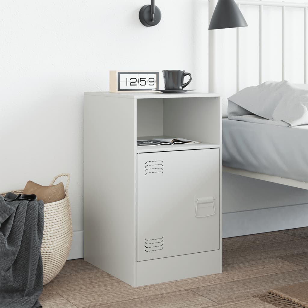 vidaXL Bedside Cabinet White 34.5x39x62 cm Steel 3