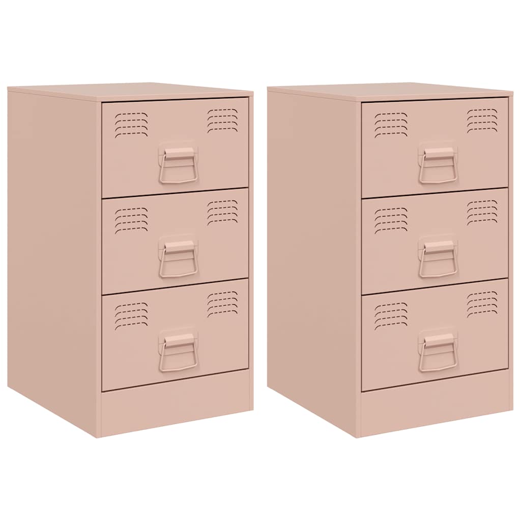 vidaXL Bedside Cabinets 2 pcs Pink 34.5x39x62 cm Steel 2