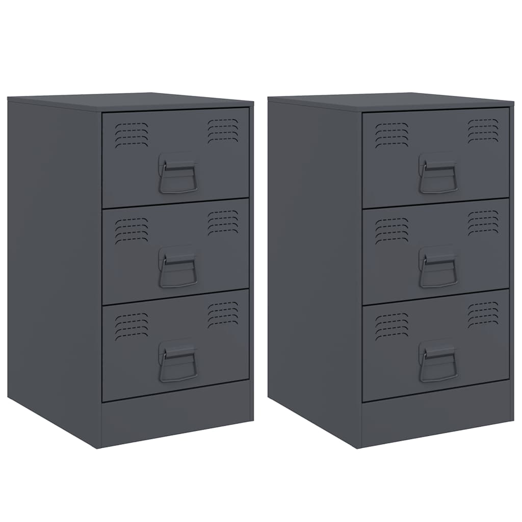 vidaXL Bedside Cabinets 2 pcs Anthracite 34.5x39x62 cm Steel 2