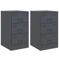 vidaXL Bedside Cabinets 2 pcs Anthracite 34.5x39x62 cm Steel 2
