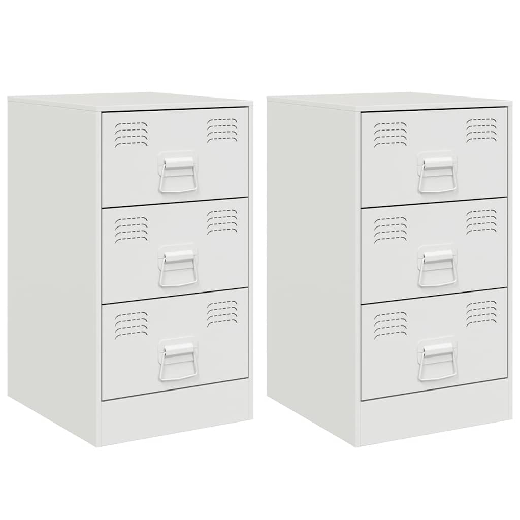vidaXL Bedside Cabinets 2 pcs White 34.5x39x62 cm Steel 2