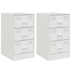 vidaXL Bedside Cabinets 2 pcs White 34.5x39x62 cm Steel 2