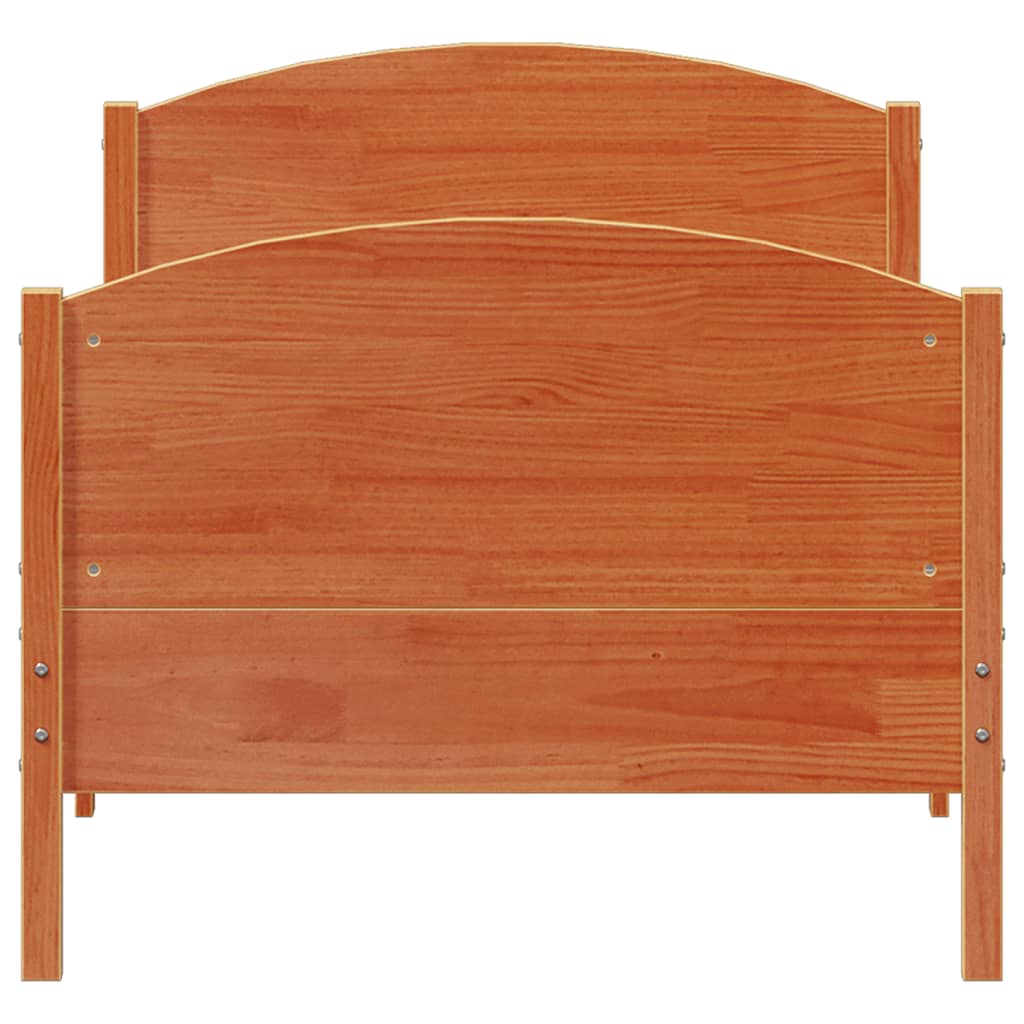Bed Frame without Mattress Solid Wood Pine Length 190 cm Wax brown 75 cm