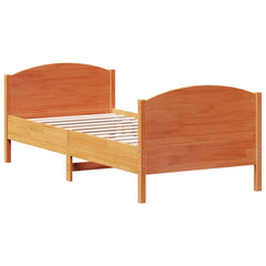 vidaXL Bed Frame without Mattress Wax Brown 75x190 cm Small Single Solid Wood Pine 6