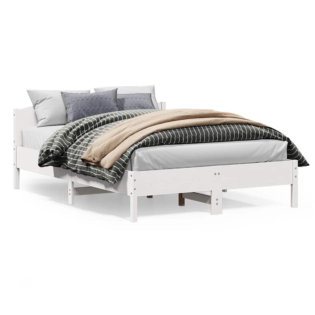 Bed Frame without Mattress Solid Wood Pine Length 200 cm White 120 cm