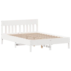 Bed Frame without Mattress Solid Wood Pine Length 200 cm White 120 cm