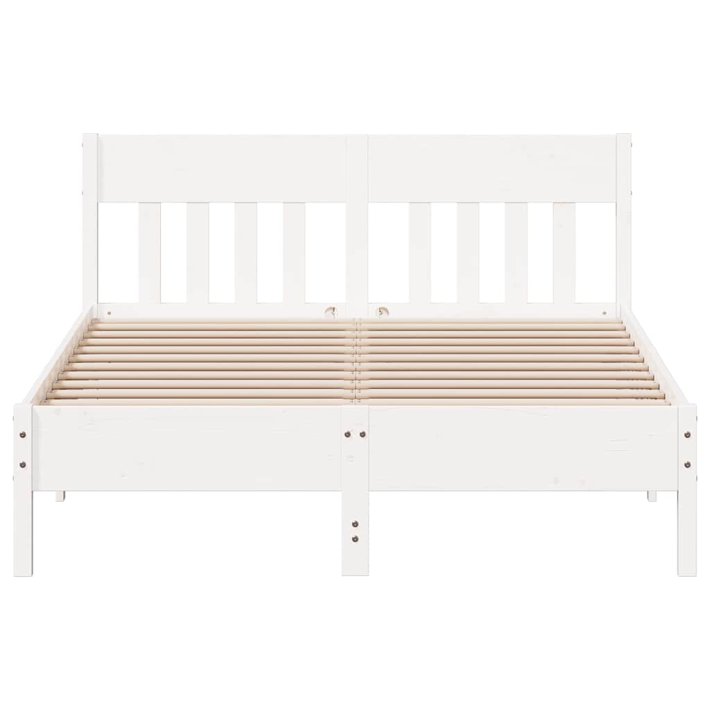Bed Frame without Mattress Solid Wood Pine Length 200 cm White 120 cm