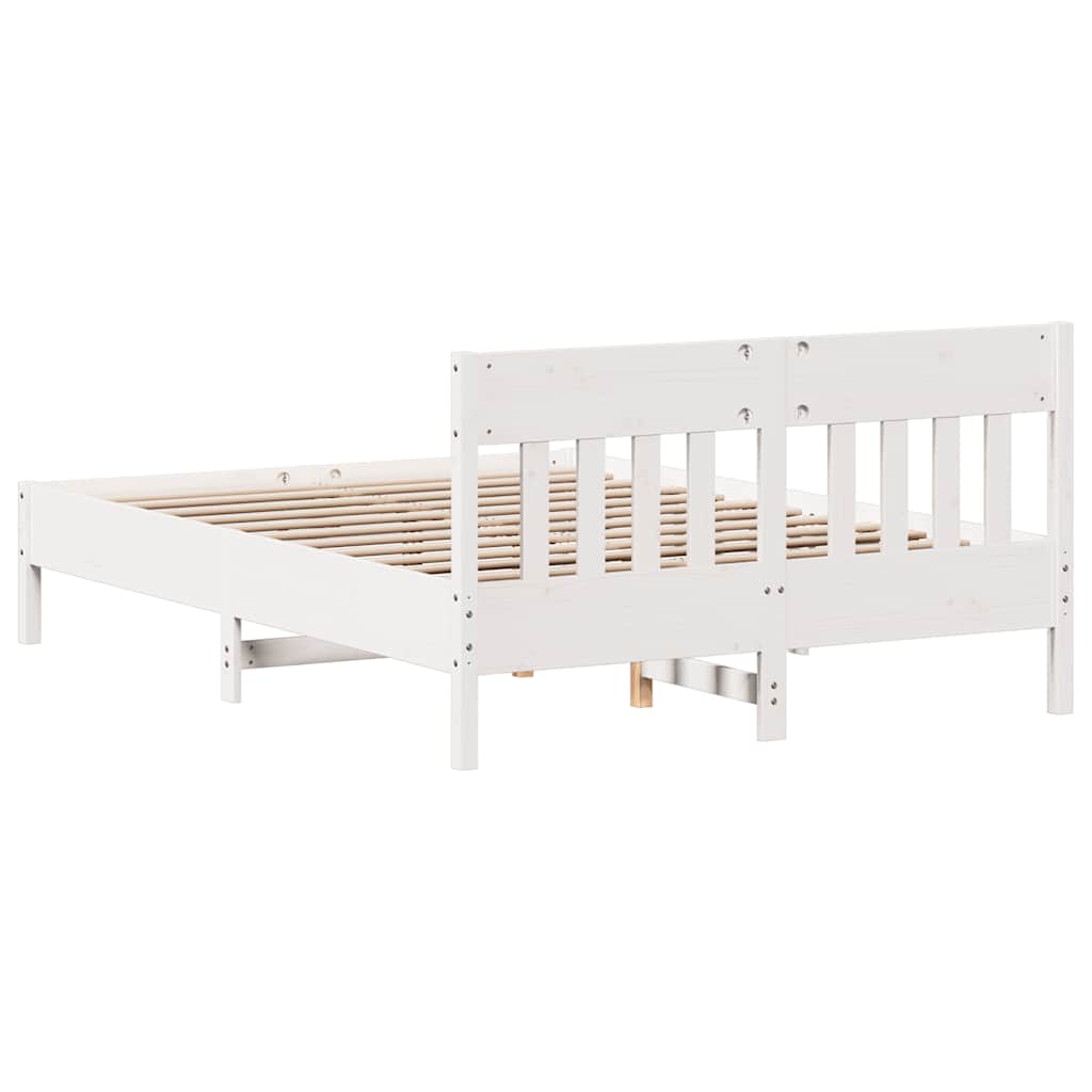 Bed Frame without Mattress Solid Wood Pine Length 200 cm White 120 cm