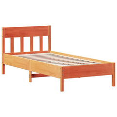 Bed Frame without Mattress Solid Wood Pine Length 200 cm Wax Brown 100 cm