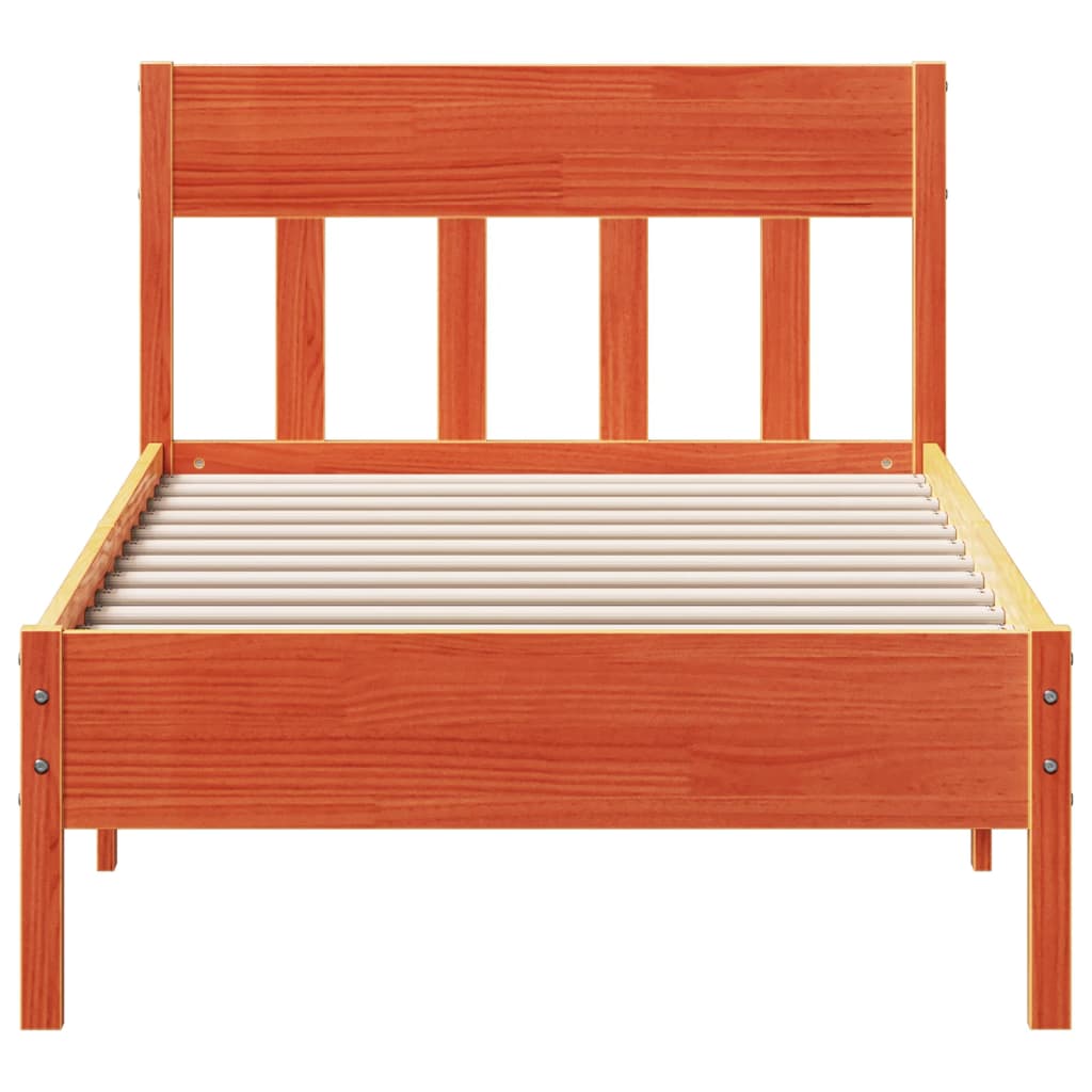 Bed Frame without Mattress Solid Wood Pine Length 200 cm Wax Brown 100 cm