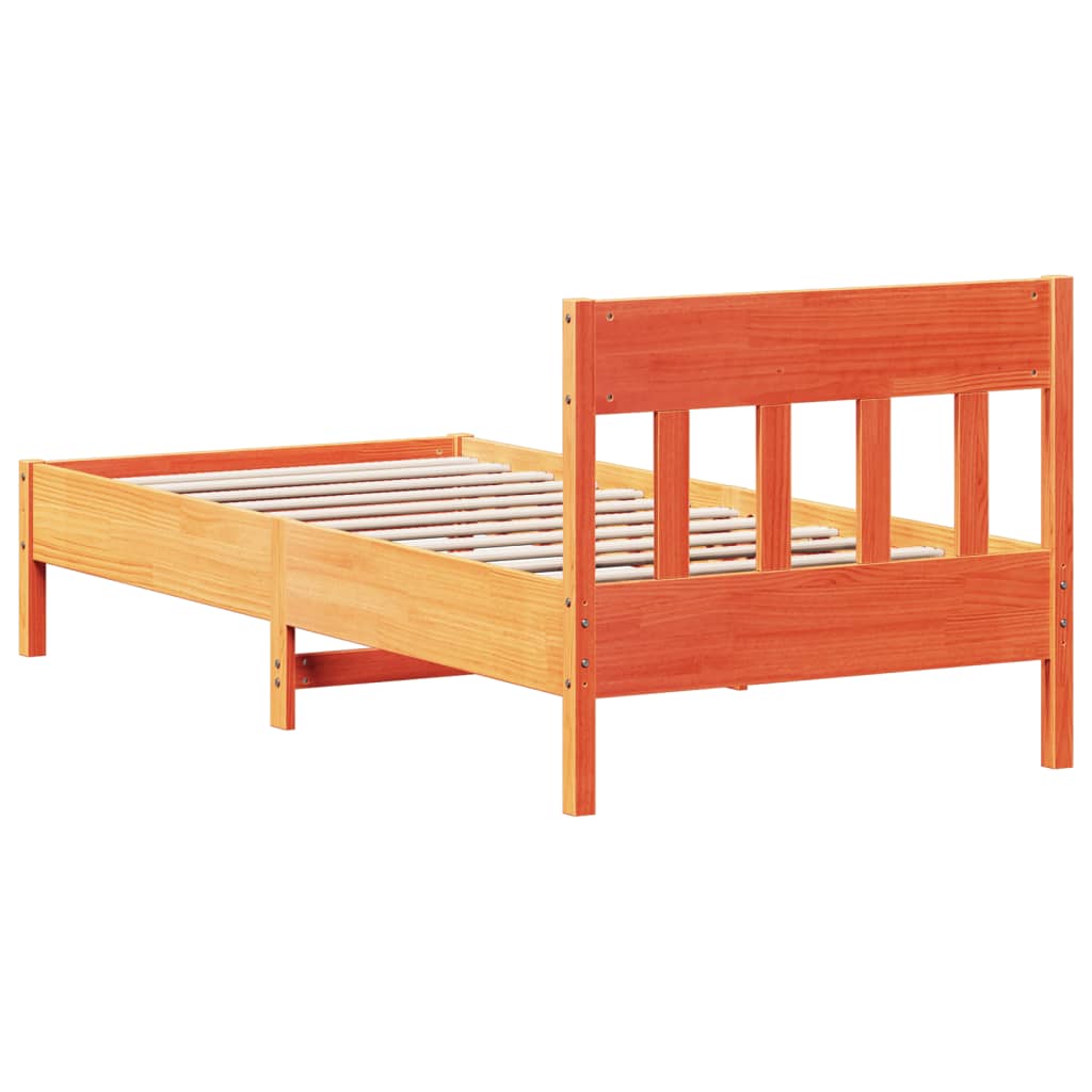 Bed Frame without Mattress Solid Wood Pine Length 200 cm Wax Brown 100 cm