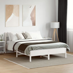 Bed Frame without Mattress Solid Wood Pine Length 190 cm White 140 cm