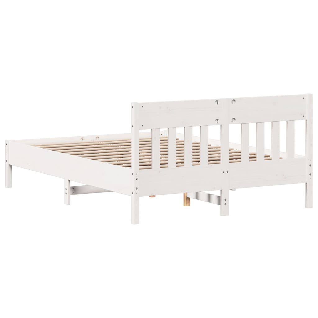 Bed Frame without Mattress Solid Wood Pine Length 190 cm White 140 cm
