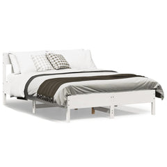 Bed Frame without Mattress Solid Wood Pine Length 190 cm White 140 cm