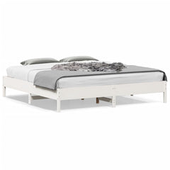 Bed Frame without Mattress Solid Wood Pine Length 200 cm White 180 cm