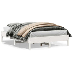 Bed Frame without Mattress Solid Wood Pine Length 200 cm White 150 cm
