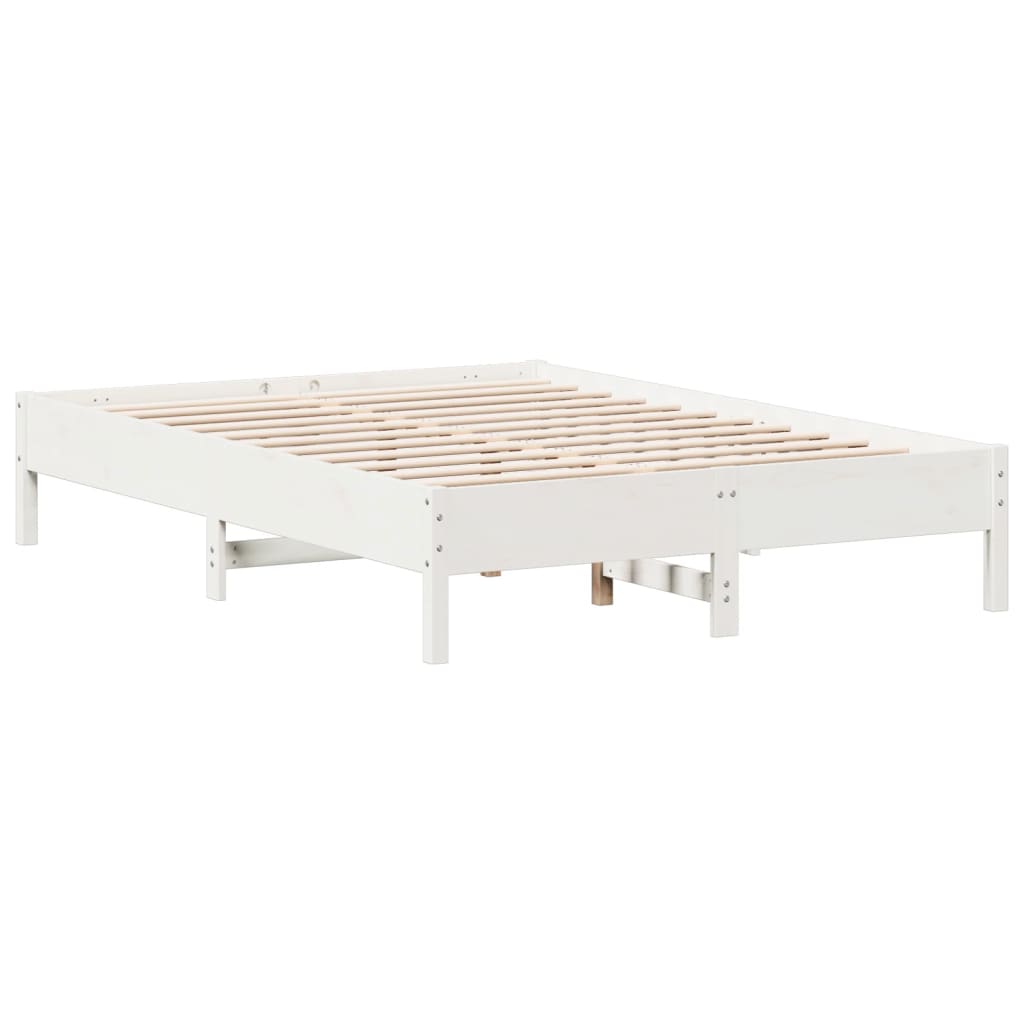 Bed Frame without Mattress Solid Wood Pine Length 200 cm White 140 cm