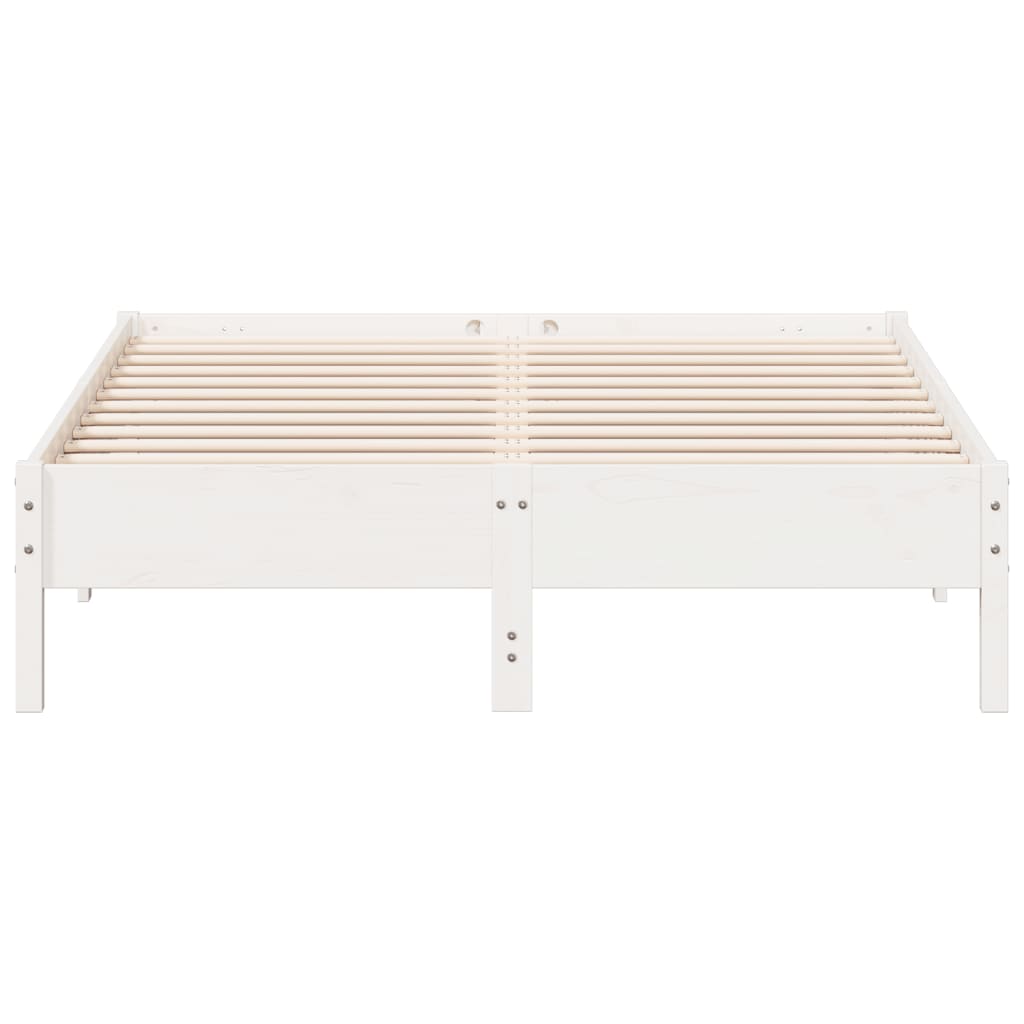 Bed Frame without Mattress Solid Wood Pine Length 200 cm White 140 cm