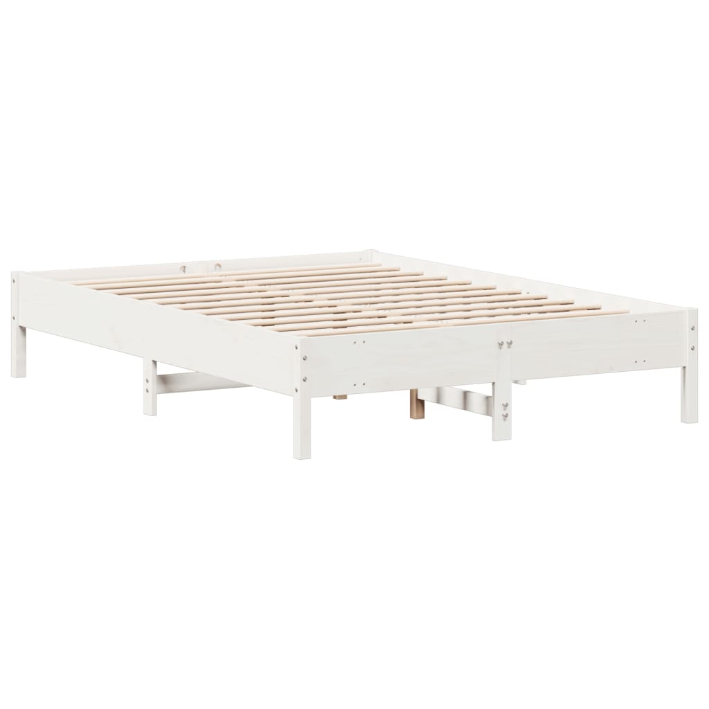 Bed Frame without Mattress Solid Wood Pine Length 200 cm White 140 cm
