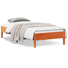 Bed Frame without Mattress Wax Solid Wood Pine Length 200 cm Brown 100 cm