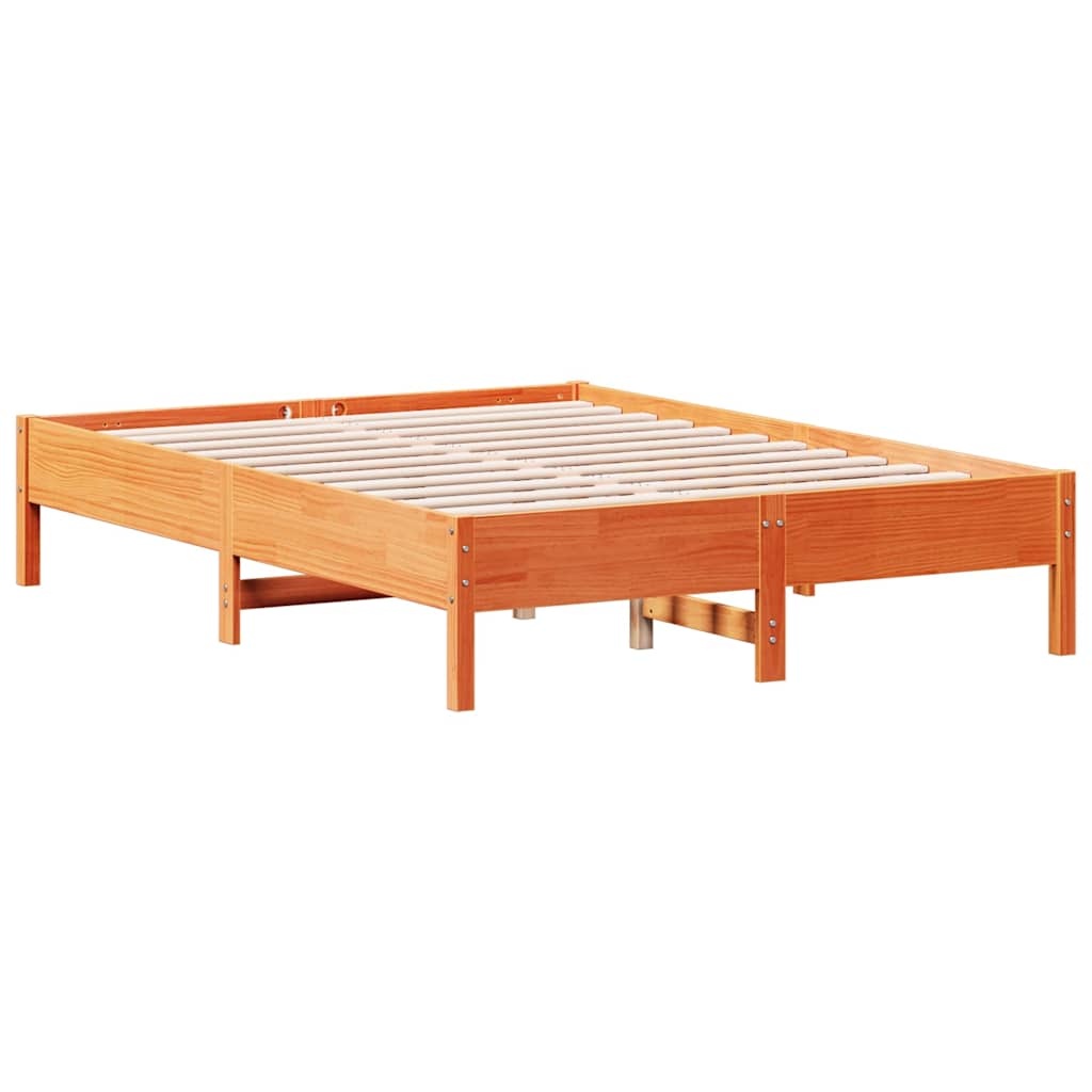 Bed Frame without Mattress Solid Wood Pine Length 190 cm Brown 135 cm