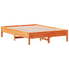 Bed Frame without Mattress Solid Wood Pine Length 190 cm Brown 135 cm