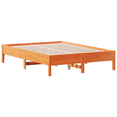 vidaXL Bed Frame without Mattress Wax Brown 135x190 cm Double Solid Wood Pine 6