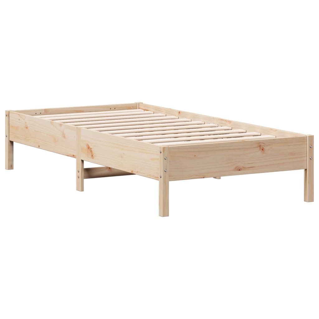 Bed Frame without Mattress Solid Wood Pine Length 190 cm Natural 75 cm