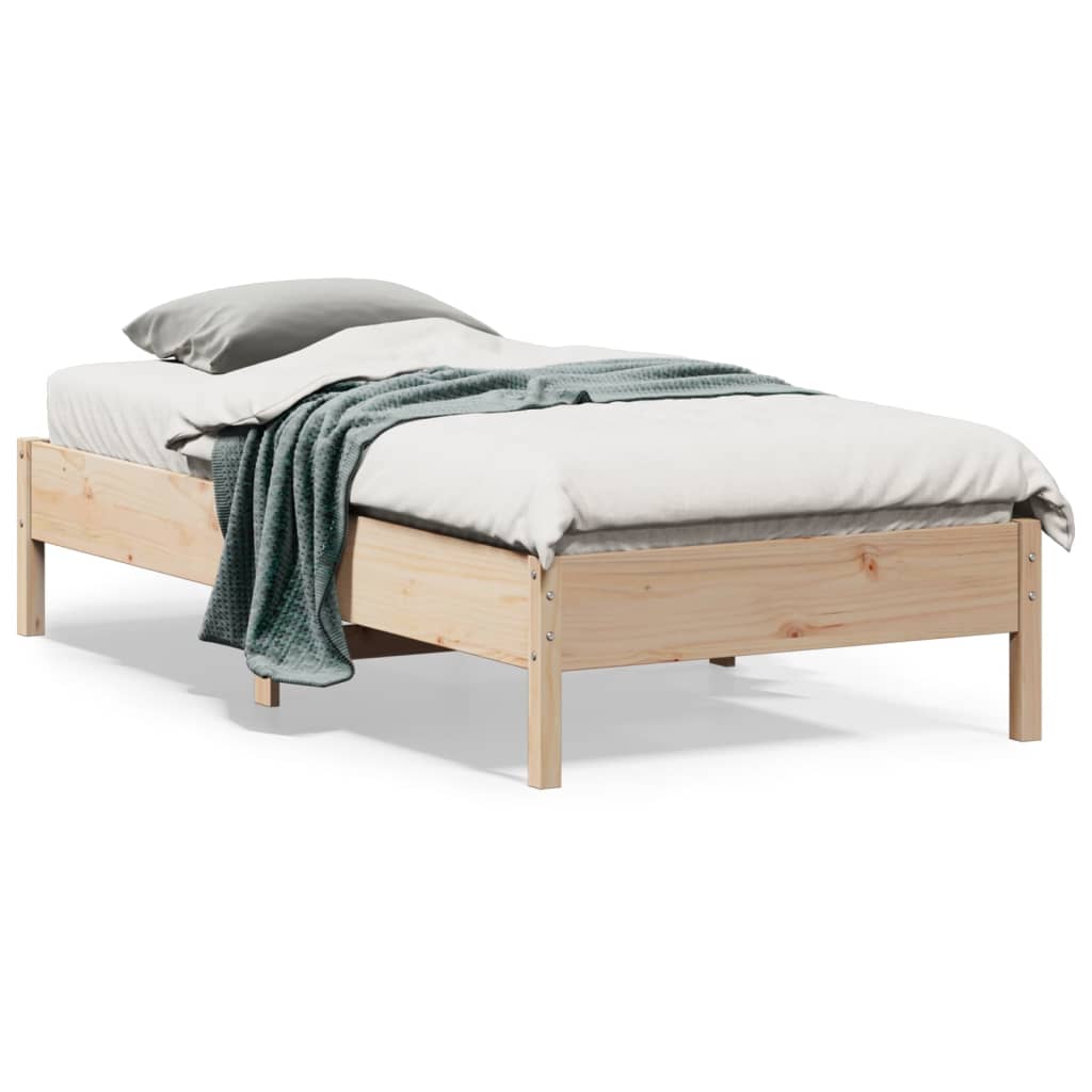 vidaXL Bed Frame without Mattress 75x190 cm Small Single Solid Wood Pine 1