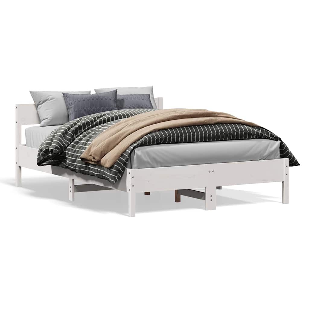 Bed Frame without Mattress Solid Wood Pine Length 200 cm White 160 cm