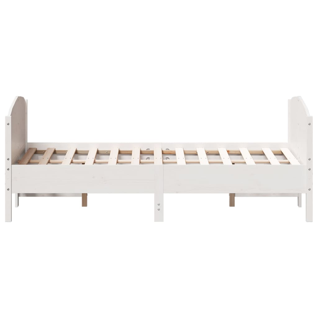Bed Frame without Mattress Solid Wood Pine Length 200 cm White 160 cm