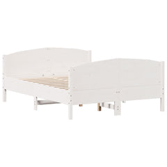 Bed Frame without Mattress Solid Wood Pine Length 200 cm White 160 cm
