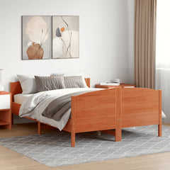 Bed Frame without Mattress Solid Wood Pine Length 190 cm Wax brown 135 cm