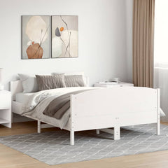 Bed Frame without Mattress Solid Wood Pine Length 190 cm White 120 cm
